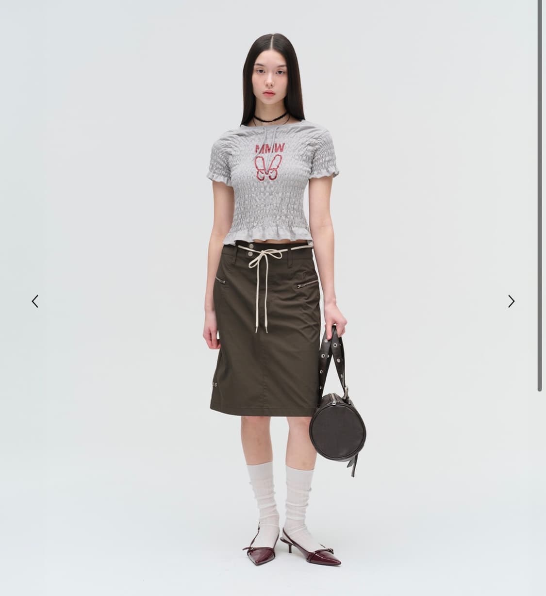 mmw(mmlg우먼) 미디 스커트 차콜 상품이미지3