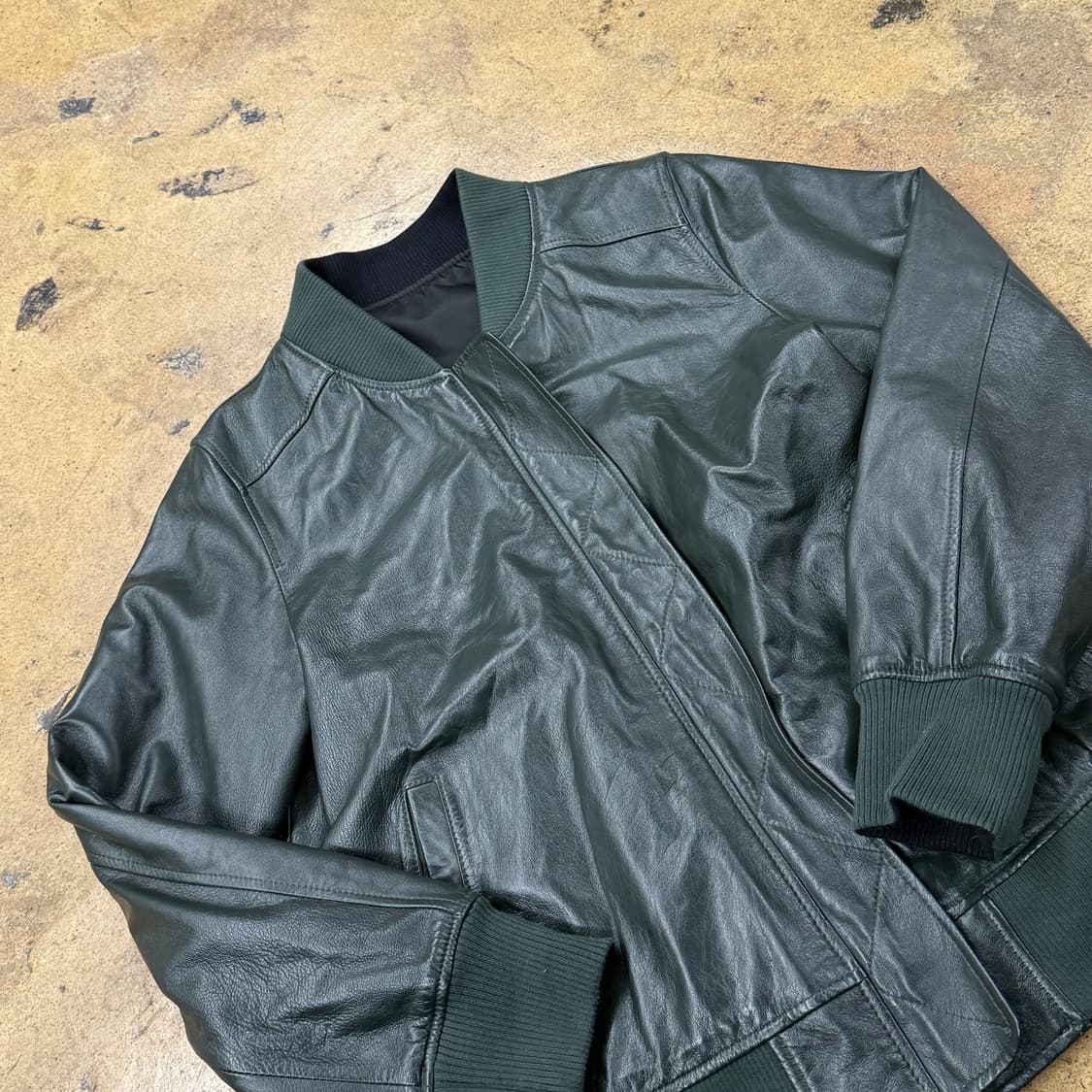 [정품] 가죽 블루종 자켓 다크 그린 b15 상품이미지1