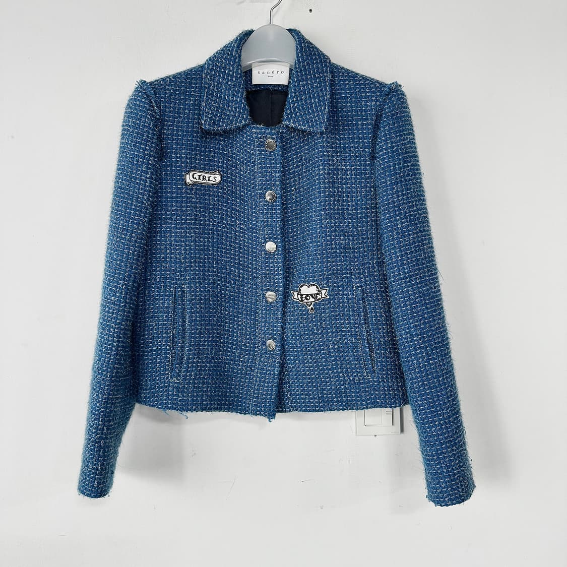 산드로 패치 디테일 울 트위드 자켓 상품이미지3