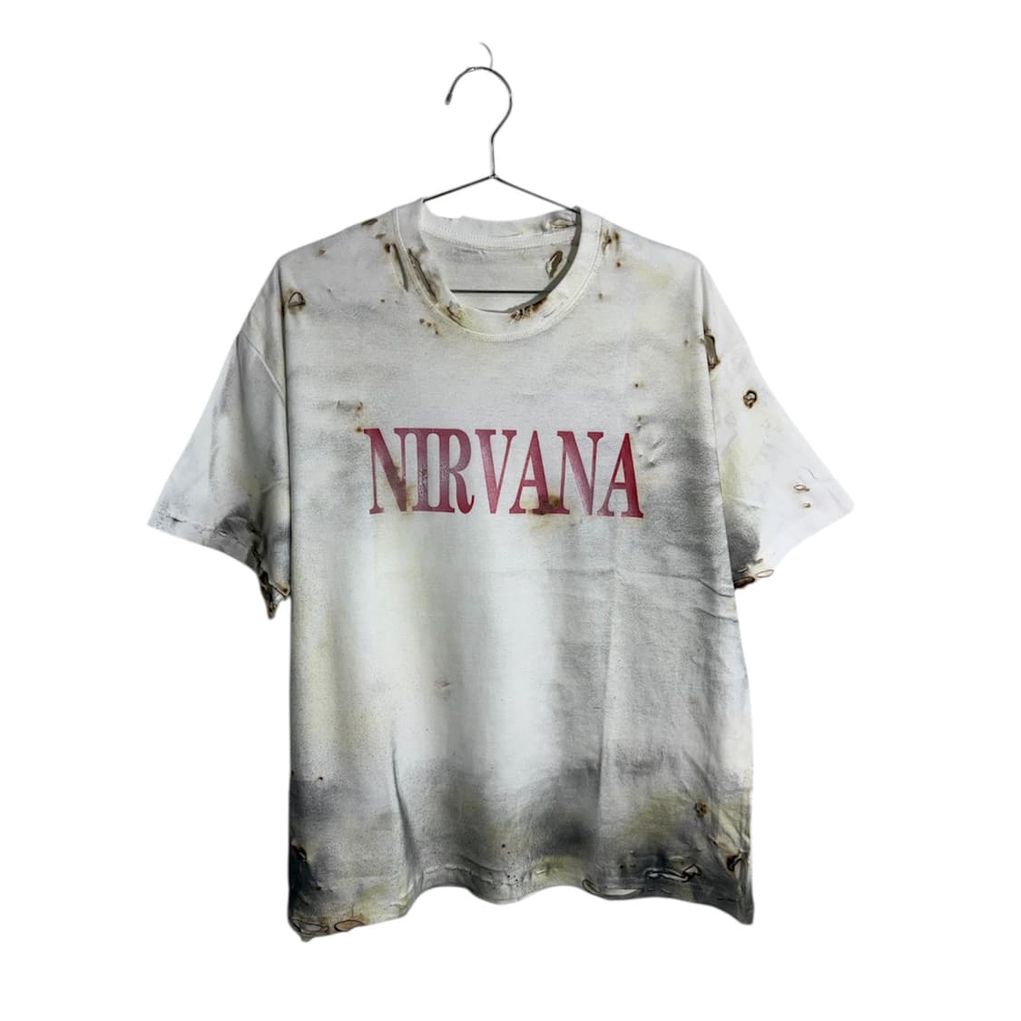 빈티지 너바나 레터링 프린팅 데미지 반팔  상품이미지1