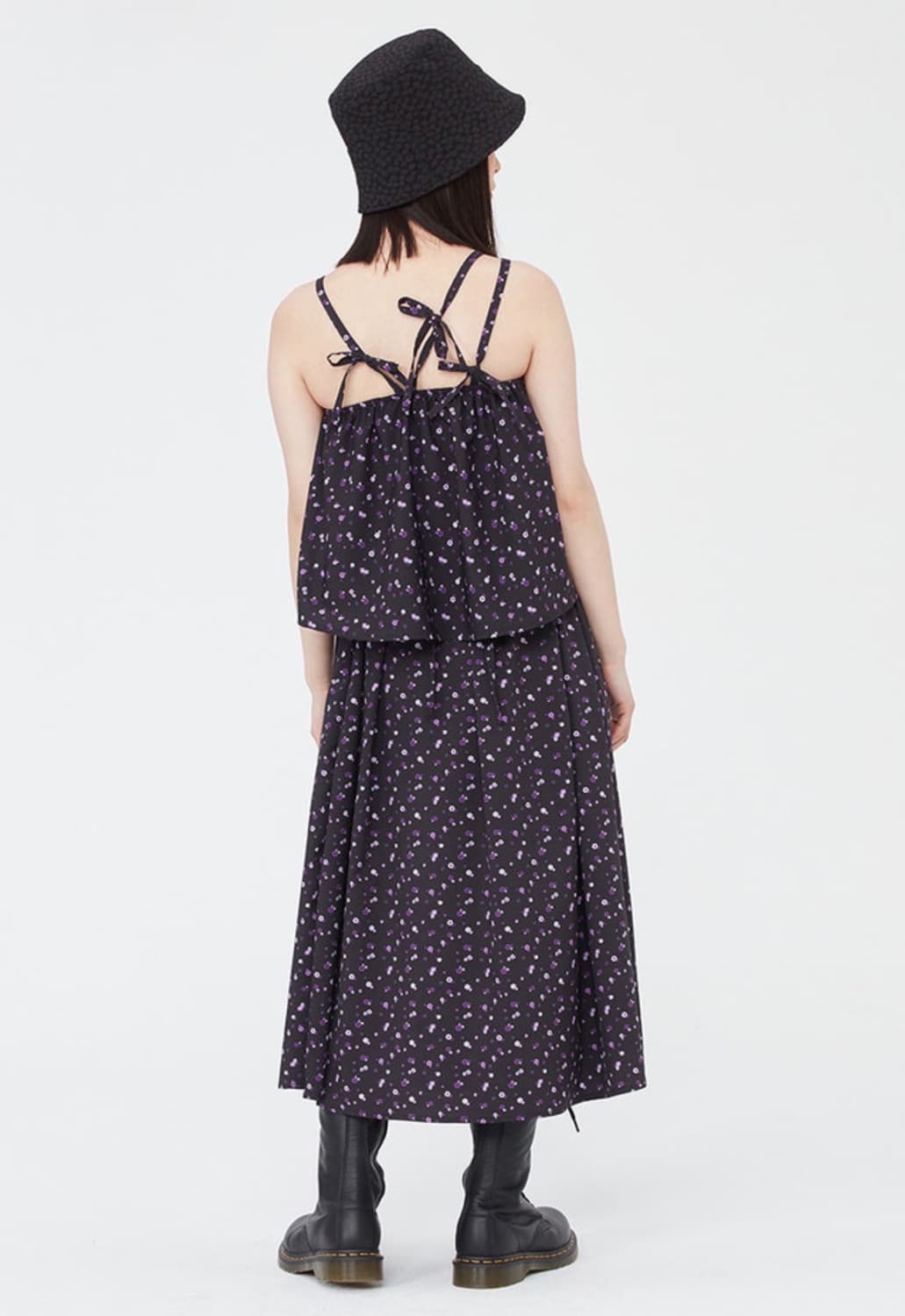 타겟토 플라워패턴 레이어드 원피스 새상품 (F/블랙) 상품이미지3