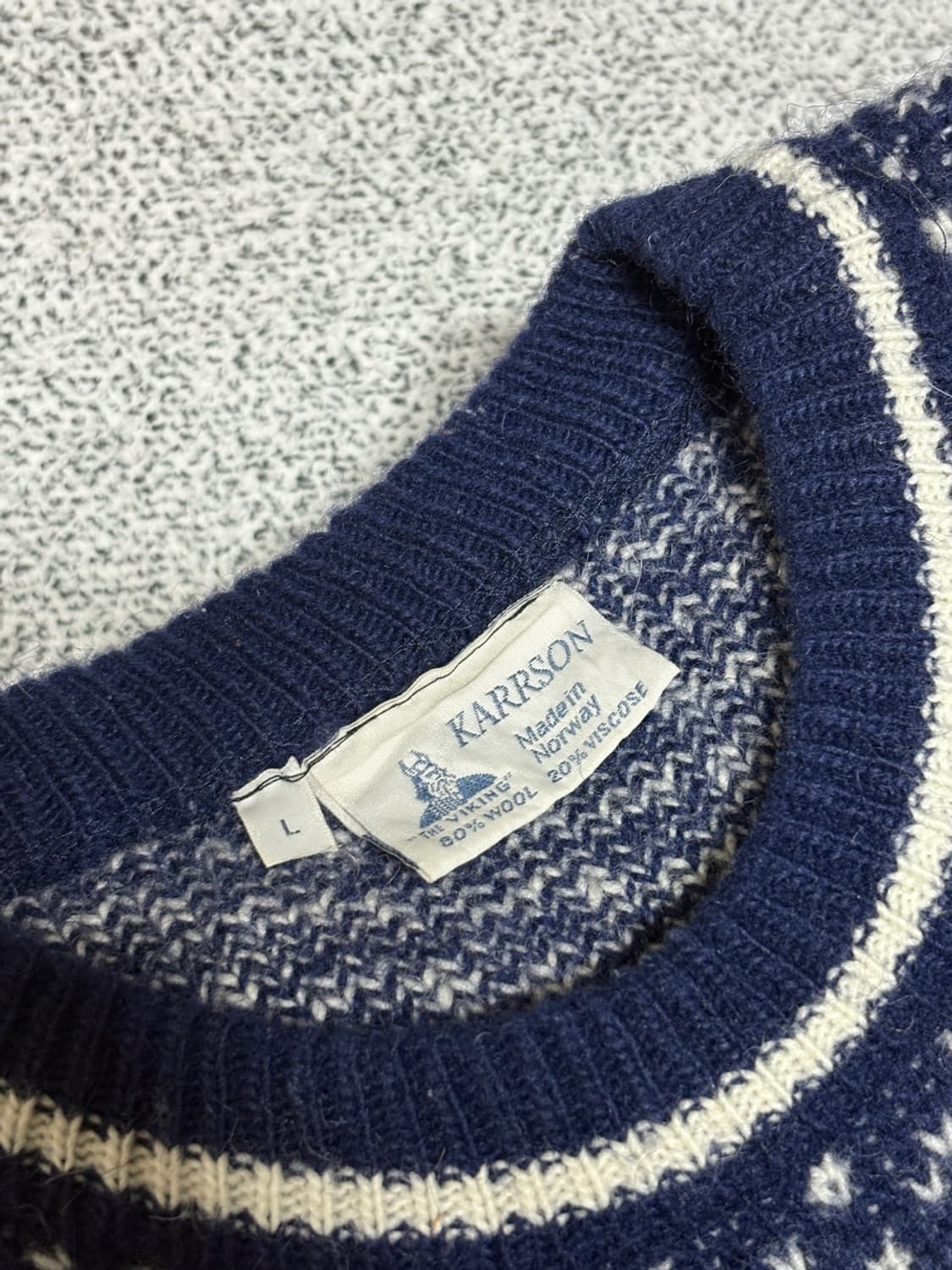 80s 빈티지 THE VIKING KARRSON 버드아이 피셔맨 니트 상품이미지3