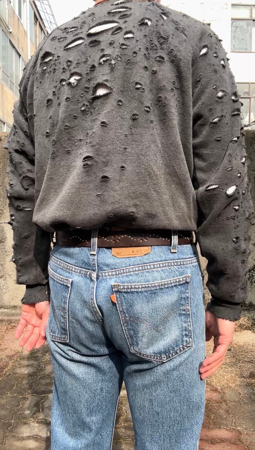 80s 3d엠블럼 할리데이비슨 디스트레스드 스웻셔츠 상품이미지8