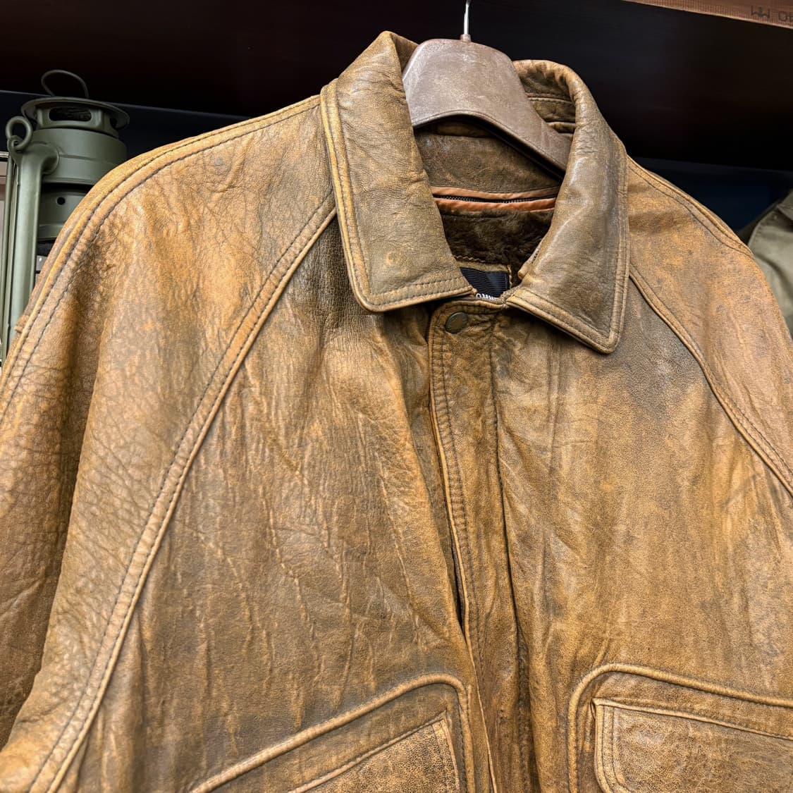 80s 드옴 아 옴 G-1 플라이트 자켓 쉽스킨 레더 플리스안감 N671 상품이미지3