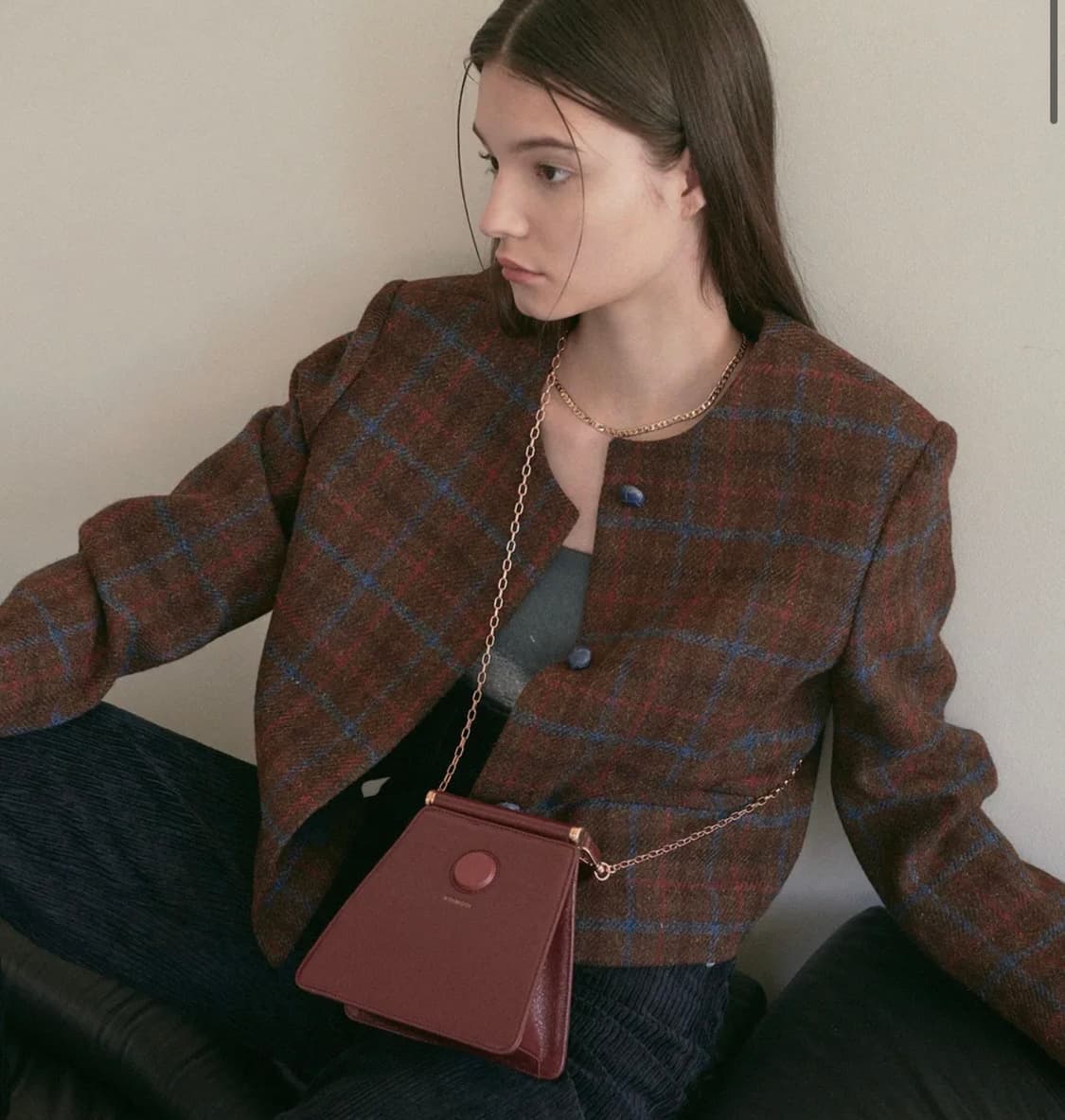 (새제품) 코이무이 소가죽 clip bag 버건디 상품이미지3