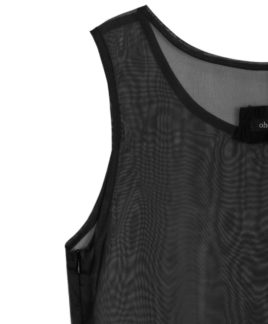 오헤시오 프릴 레이스 레이어드 슬리브리스 탑 블랙 상품이미지2