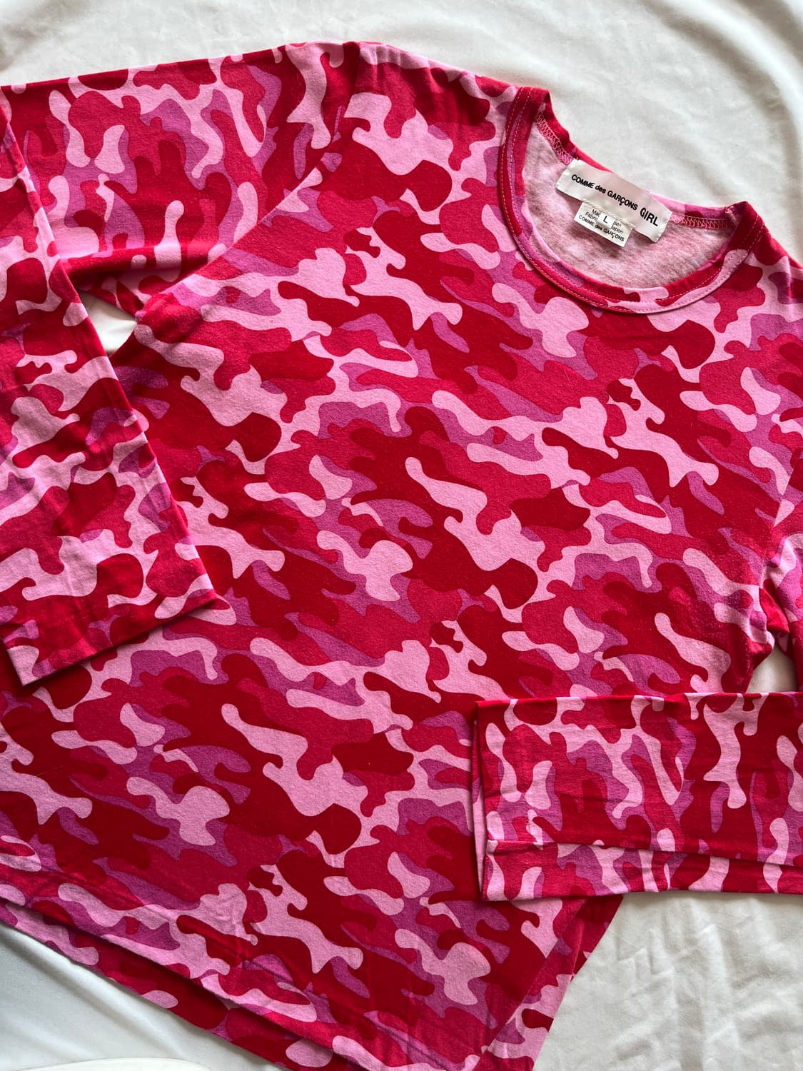 2020 꼼데가르송 걸 핑크 카모 롱 슬리브 긴팔 티셔츠 상품이미지2
