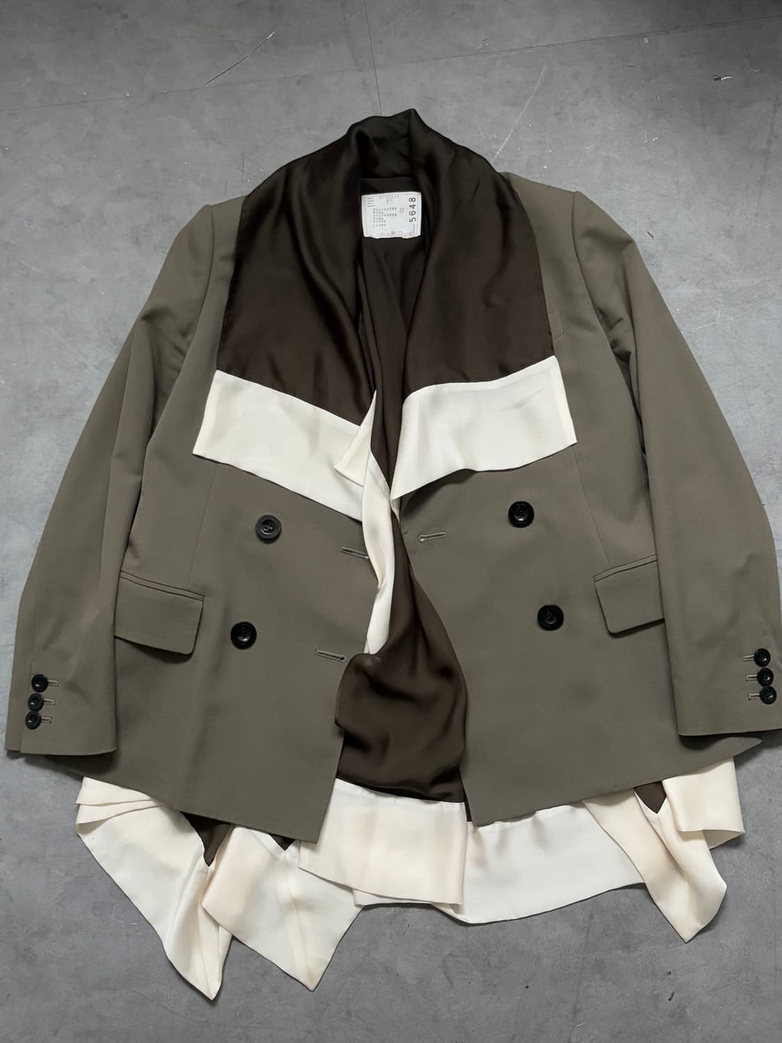Sacai 사카이 브라운 레이어드 블레이저  상품이미지4