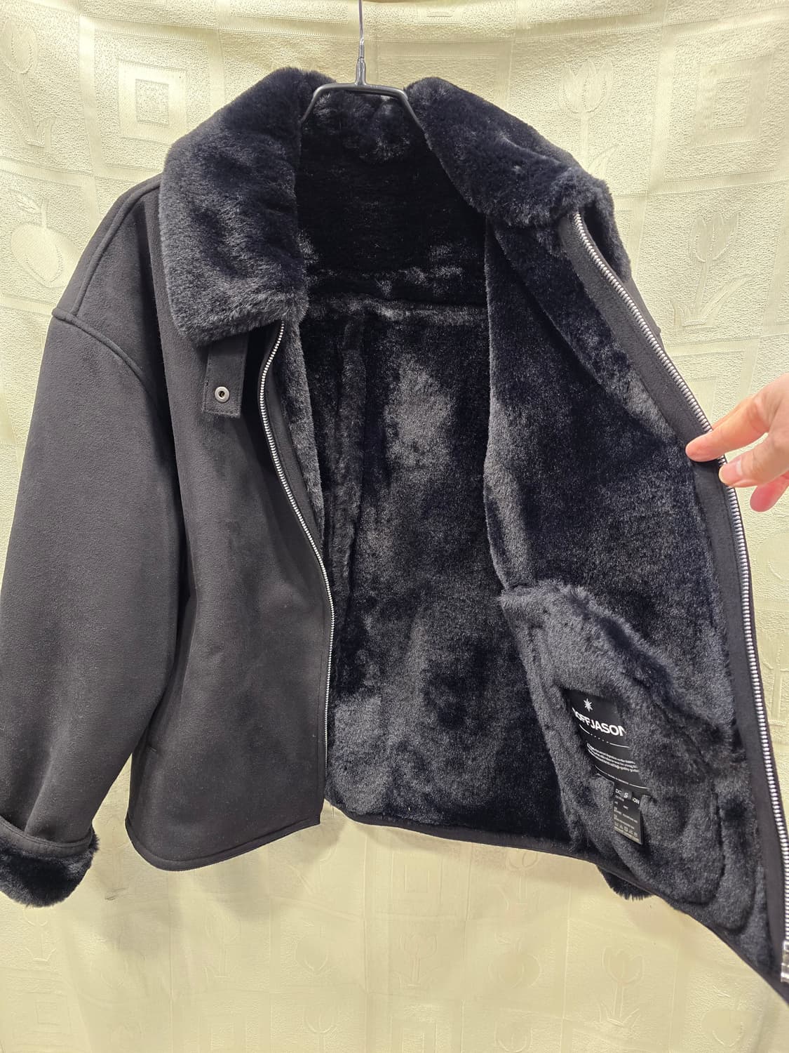 도프제이슨 DOFFJASON 블랙 오버핏 인조 스웨이드 무스탕 자켓 S 상품이미지7