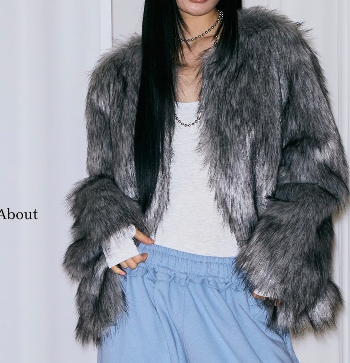 미스테리어스호텔 퍼자켓 그레이 상품이미지1