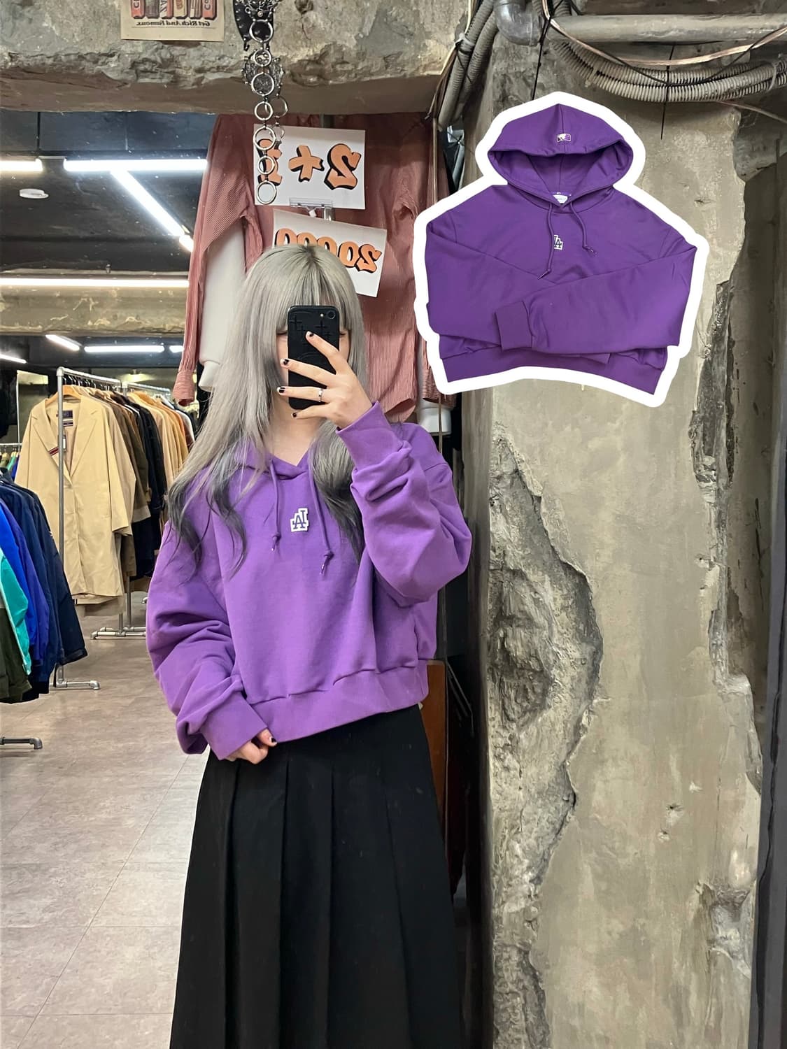 MLB 크롭 후드티 퍼플 XXL  #csz3360 상품이미지1