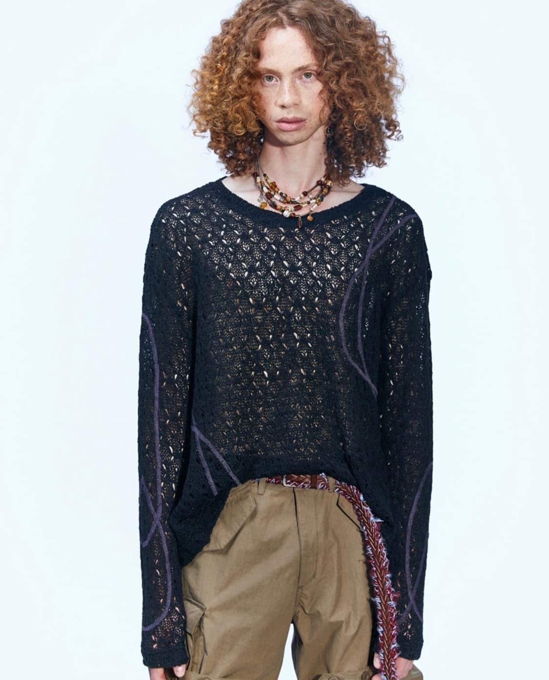 앤더슨벨 왓튼 네트 크루넥 스웨터 상품이미지1