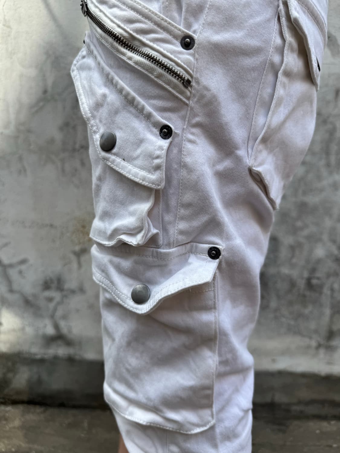Y2k white zip cargo pants 상품이미지4