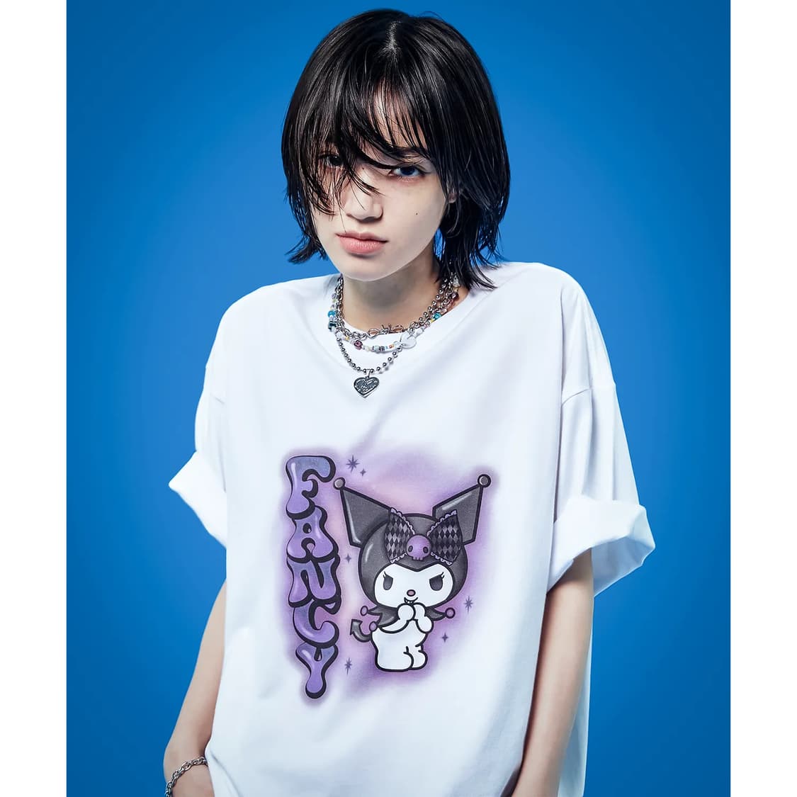 네스티팬시클럽 산리오 쿠로미 콜라보 글로시 반팔 티셔츠 상품이미지5