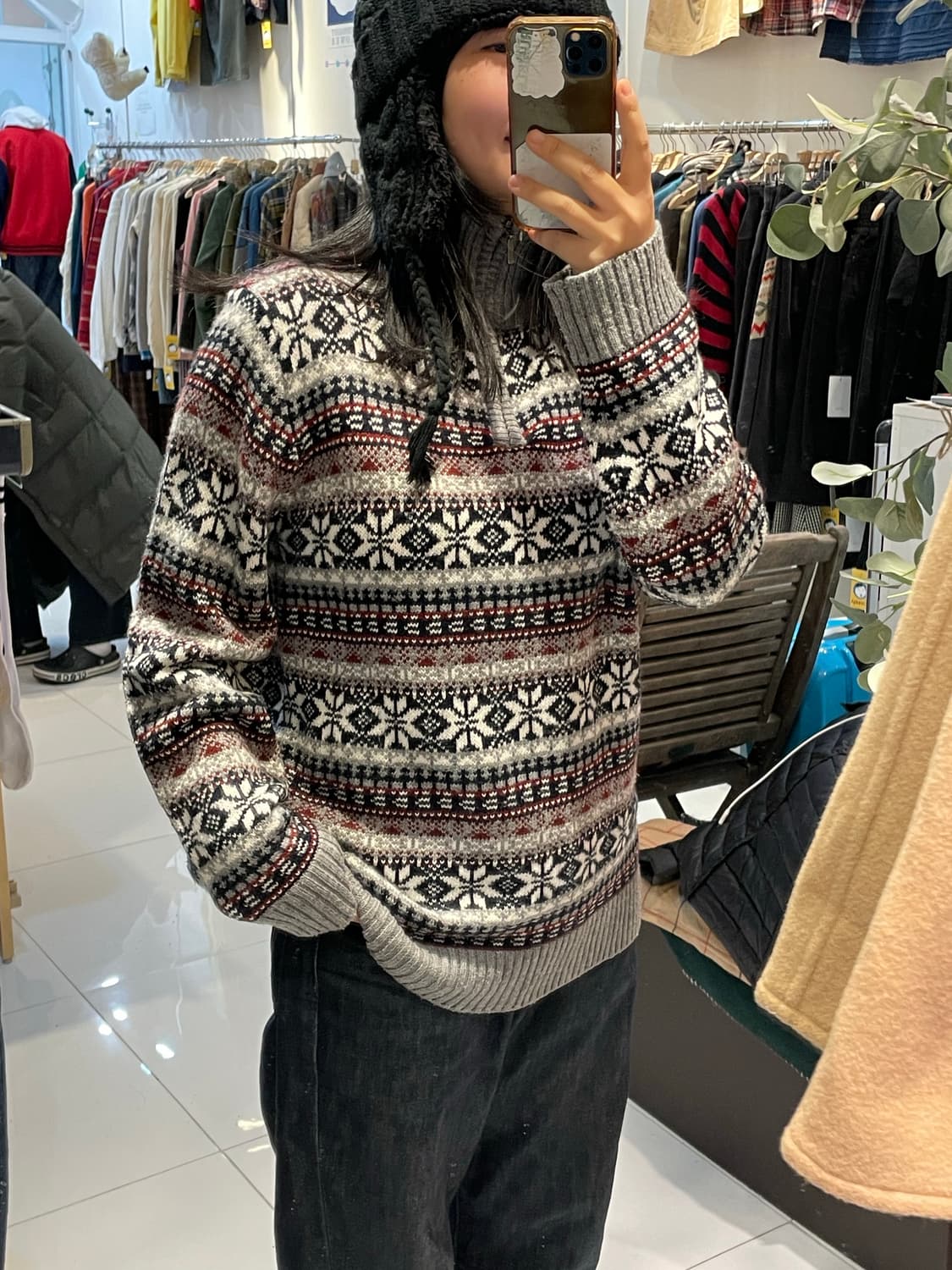 일본빈티지 노르딕 하프집업 상품이미지1