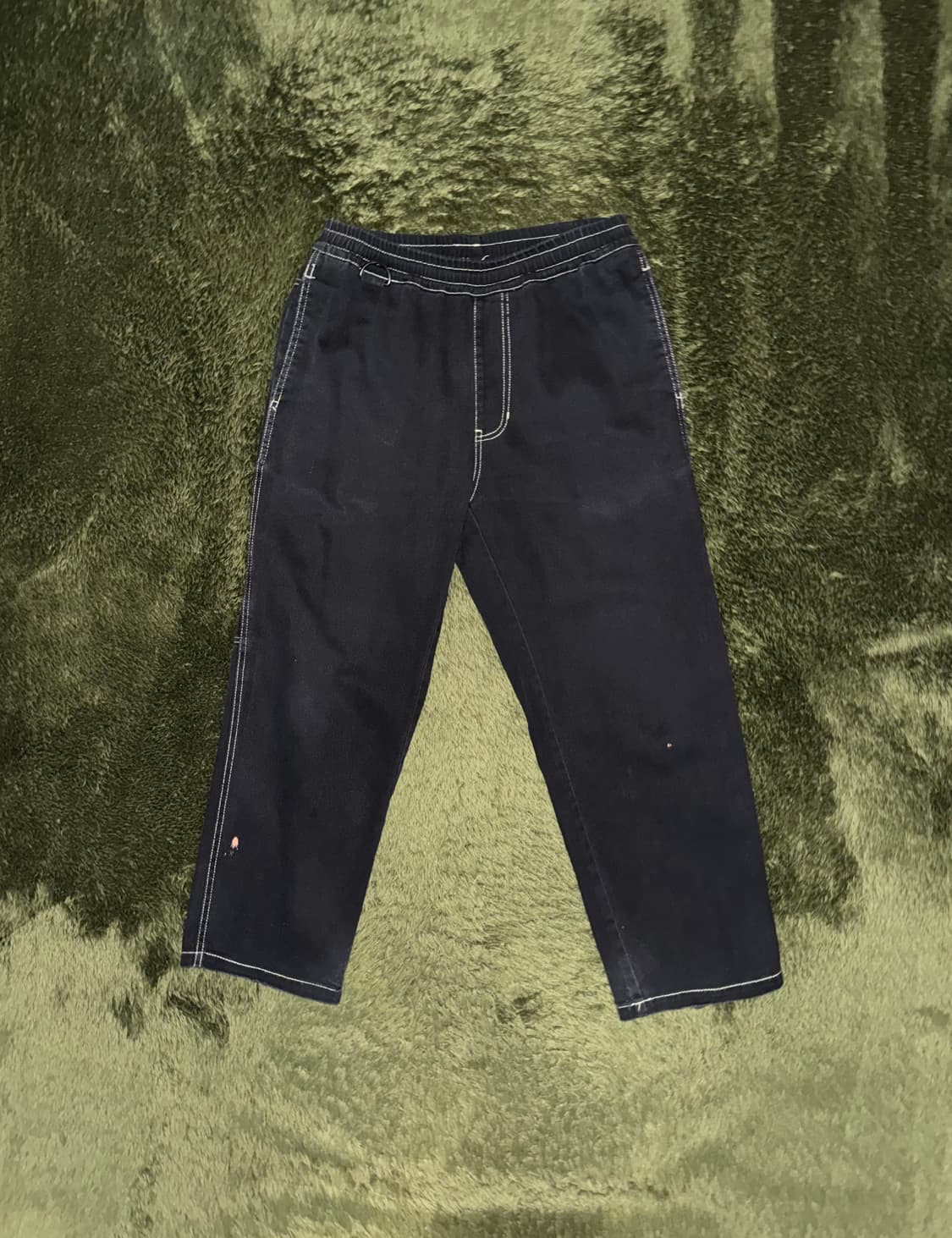 [M] 산타크루즈 밴딩 크롭 스티치 페인터 팬츠 블랙 상품이미지1