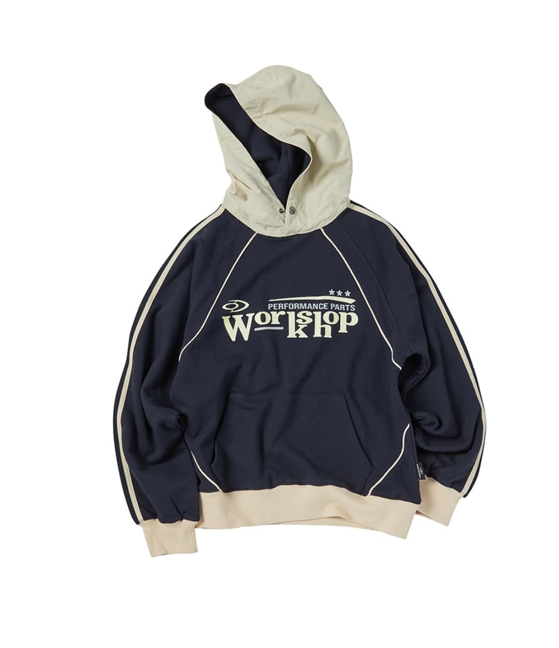 트래블 워크샵 라인 래글런 나일론 믹스 후드티 네이비 상품이미지3