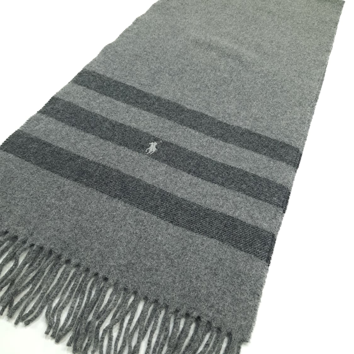 MX292 폴로 랄프로렌 그레이 투톤 스트라이프 울 목도리 머플러 상품이미지2