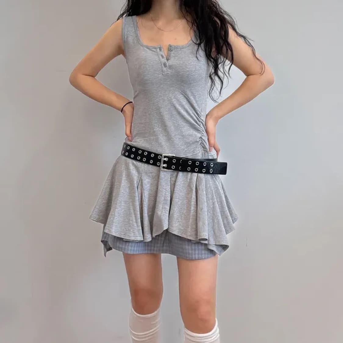 lcdc frill sleeveless top grey   ss size 상품이미지3