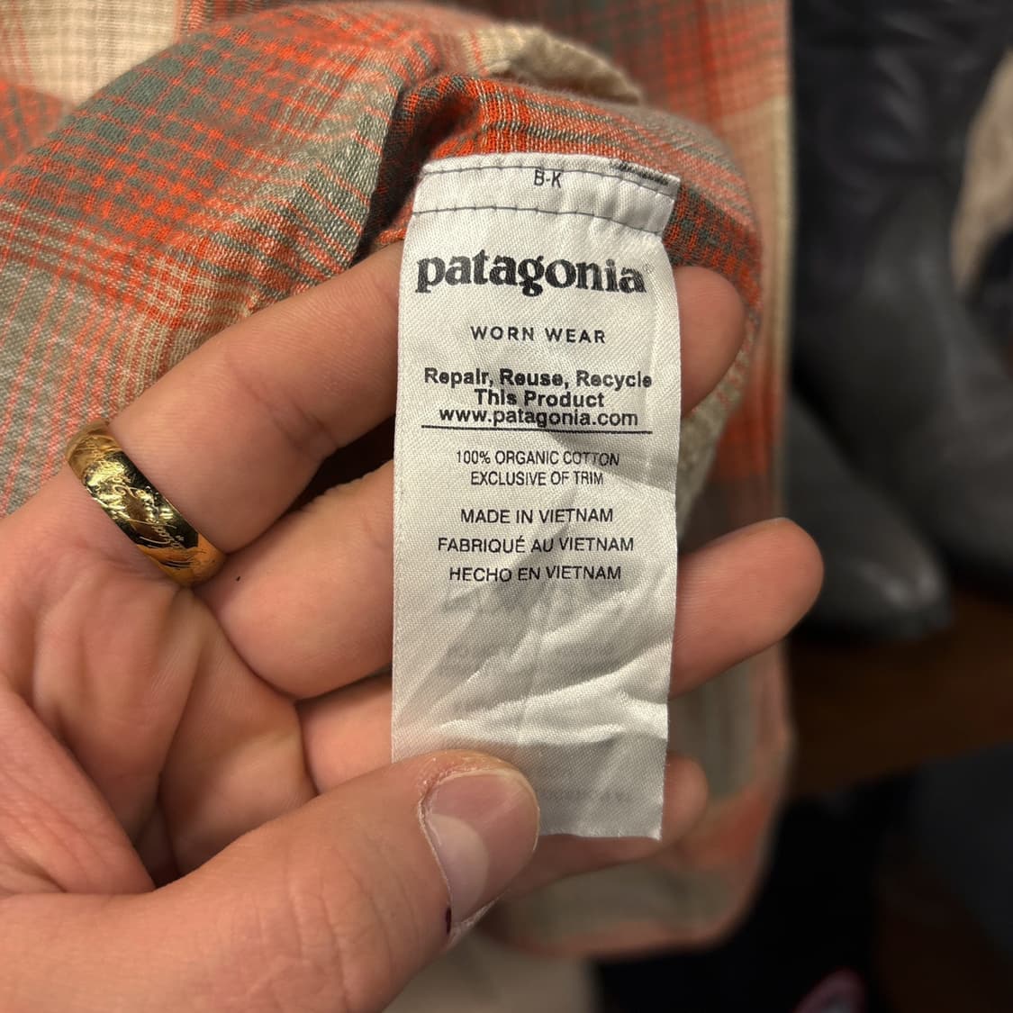 파타고니아 오가닉코튼 오렌지 옴브레 체크 린넨 워크셔츠 N745 상품이미지8
