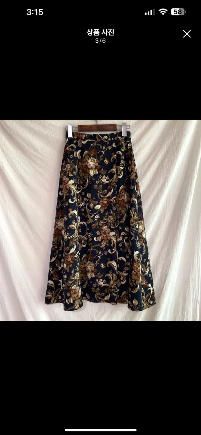 빈티지 플라워 패턴 플레어 롱스커트 롱치마 상품이미지3