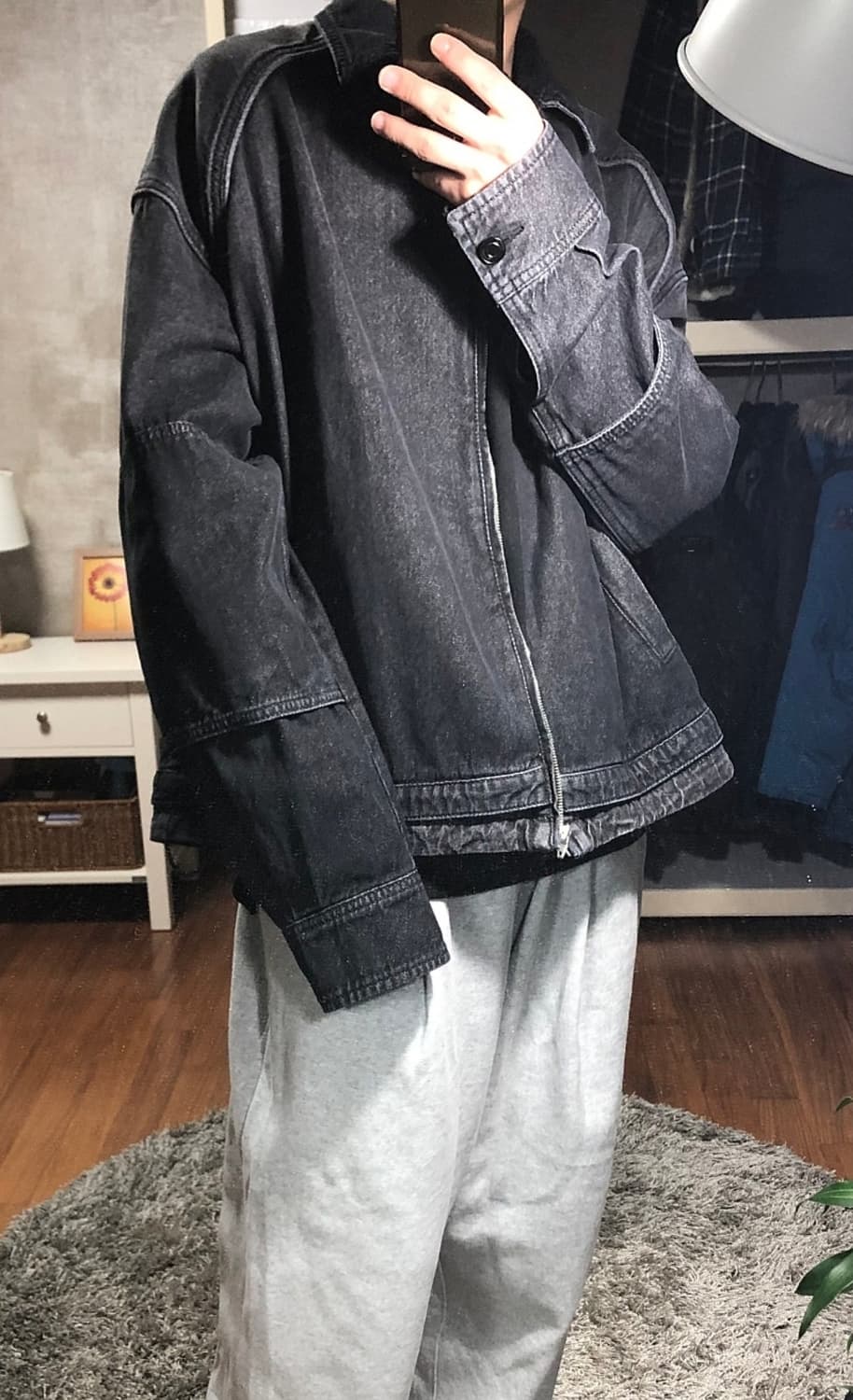 준지 콘데님 레이어드 흑청 데님 자켓 상품이미지6