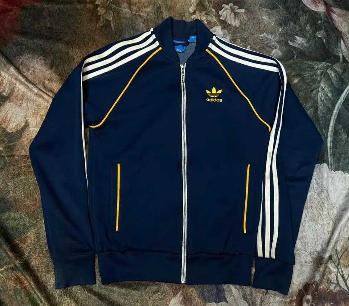 아디다스 옐로우 사이드라인 슈퍼스타네이비트랙탑져지 100 상품이미지1