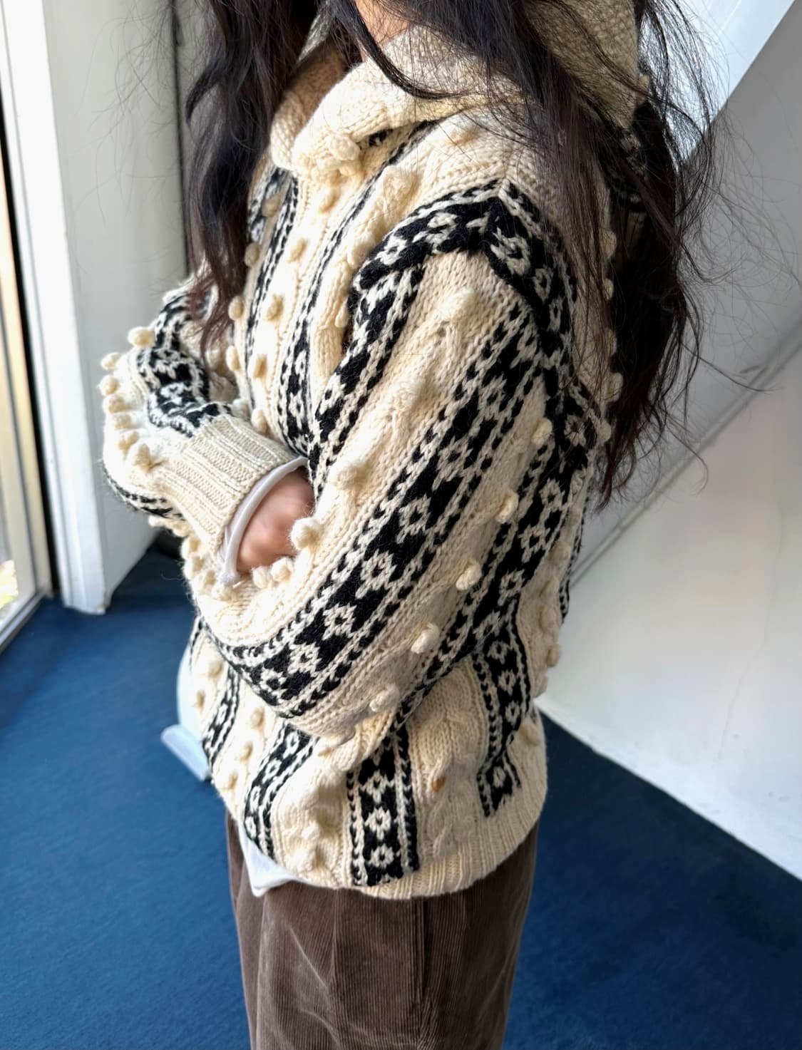 Design patterned heavy wool knit hooded  상품이미지8