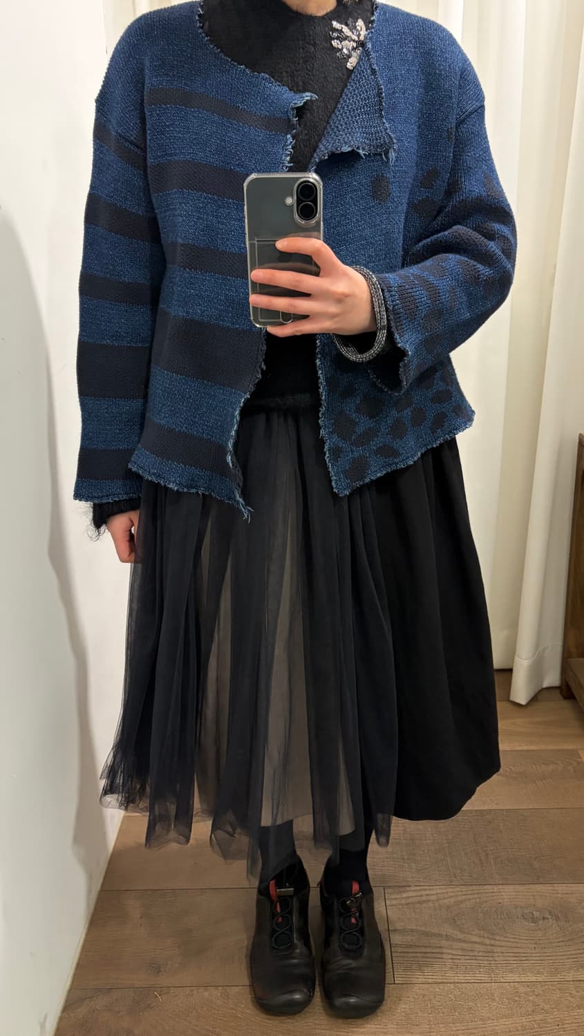 Tulle Docking Wool Shirring Skirt 상품이미지4