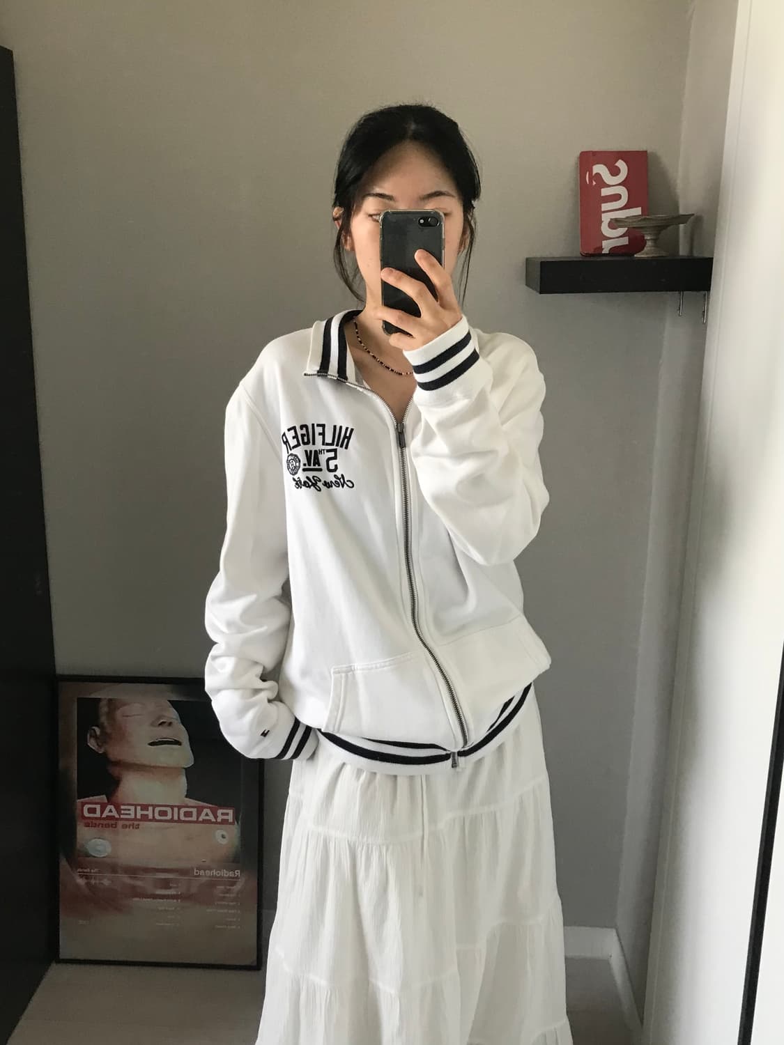 타미힐피거 자수 로고 화이트 면집업 상품이미지4