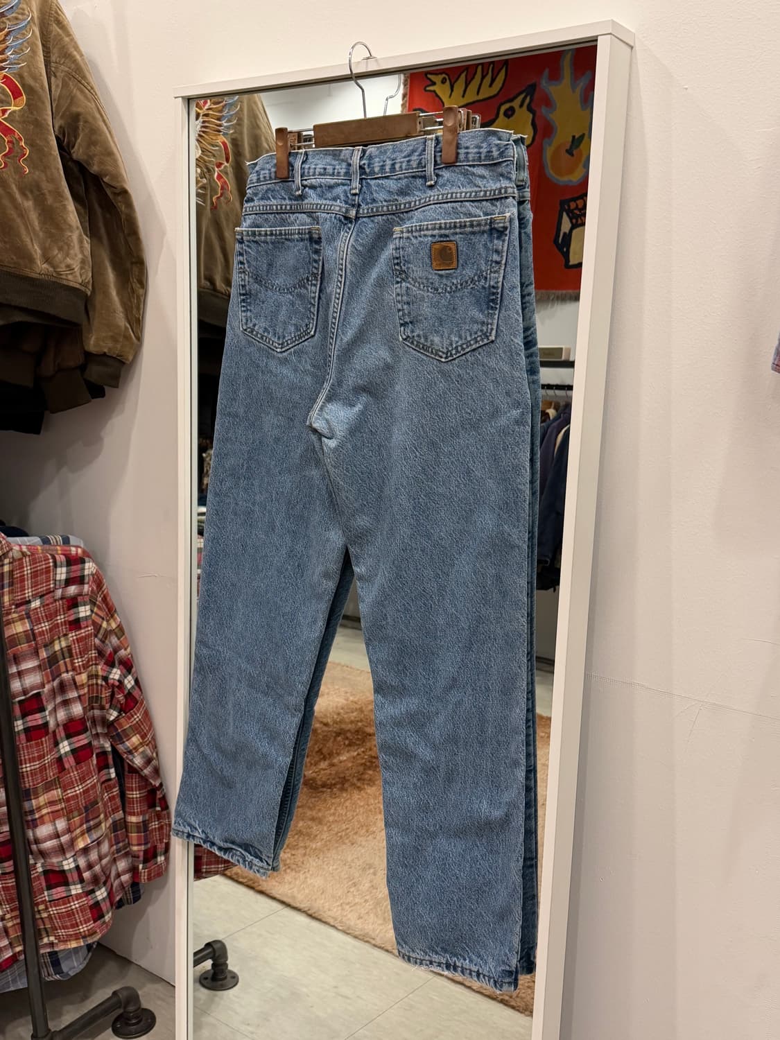 00s Carhartt 칼하트 플란넬 데님 팬츠 (made in USA) 상품이미지5