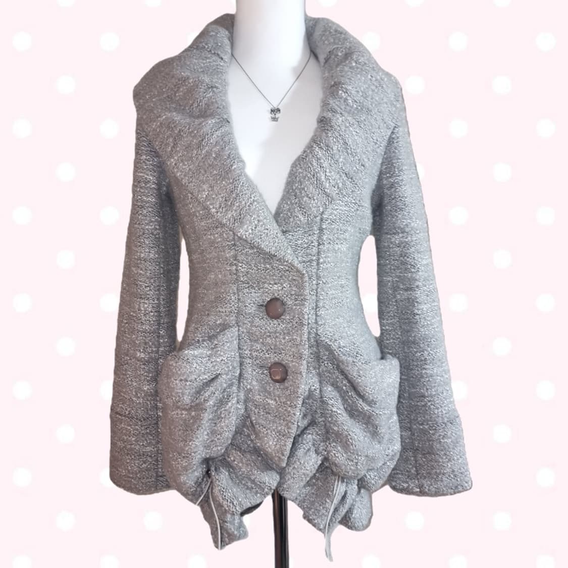 모리걸 빈티지 러블리 벌룬 코트 숄 카라 상품이미지3