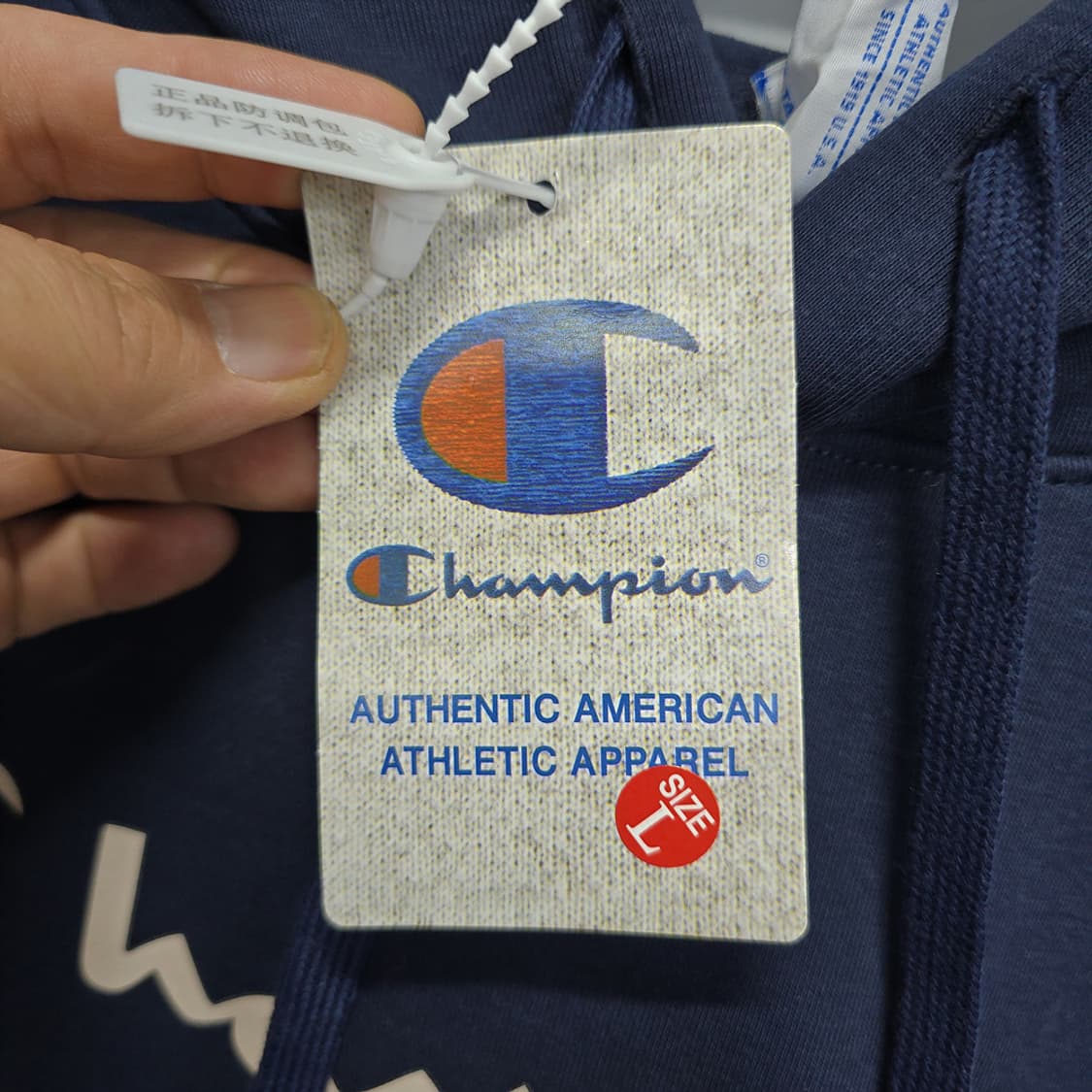 새제품)챔피온(Champion) 빅로고 후드 네이비 L 상품이미지4