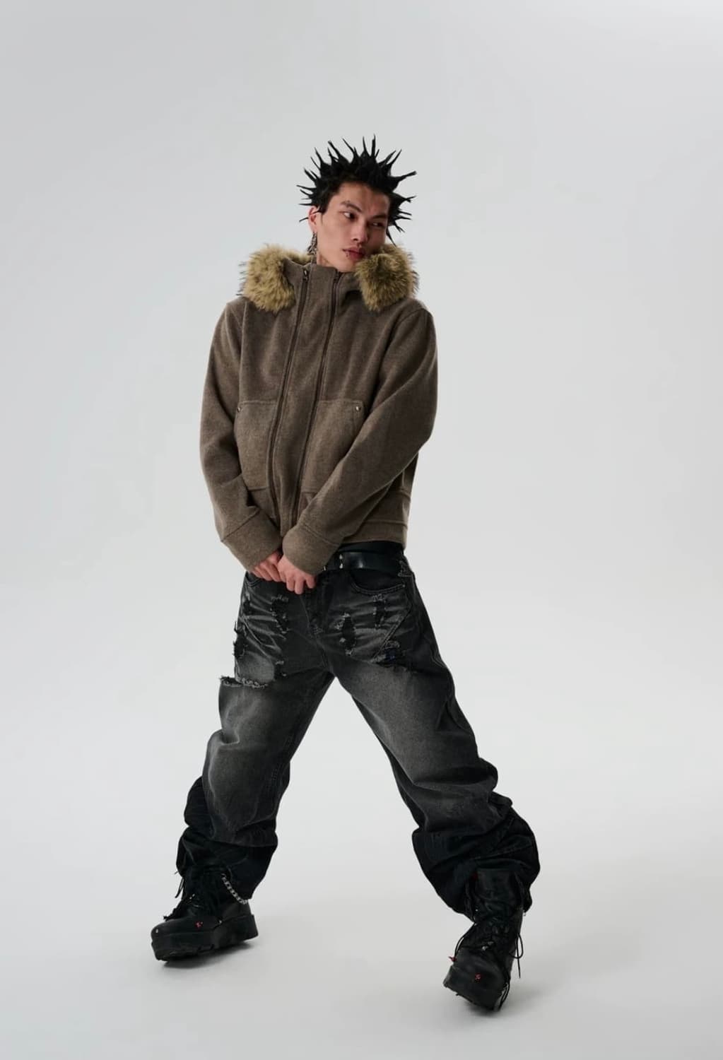 Detachable Fur Fleece Hoodie 퍼 후드집업 상품이미지1