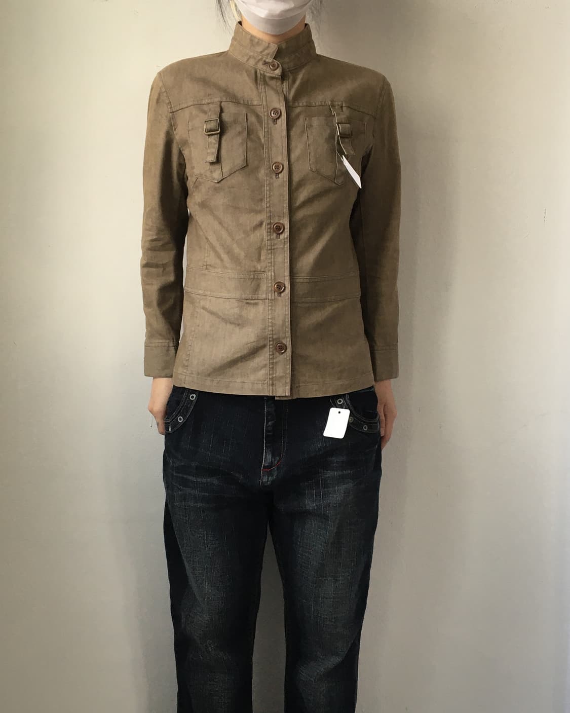 kumi kyoku Belted high neck shirt jacket 상품이미지5