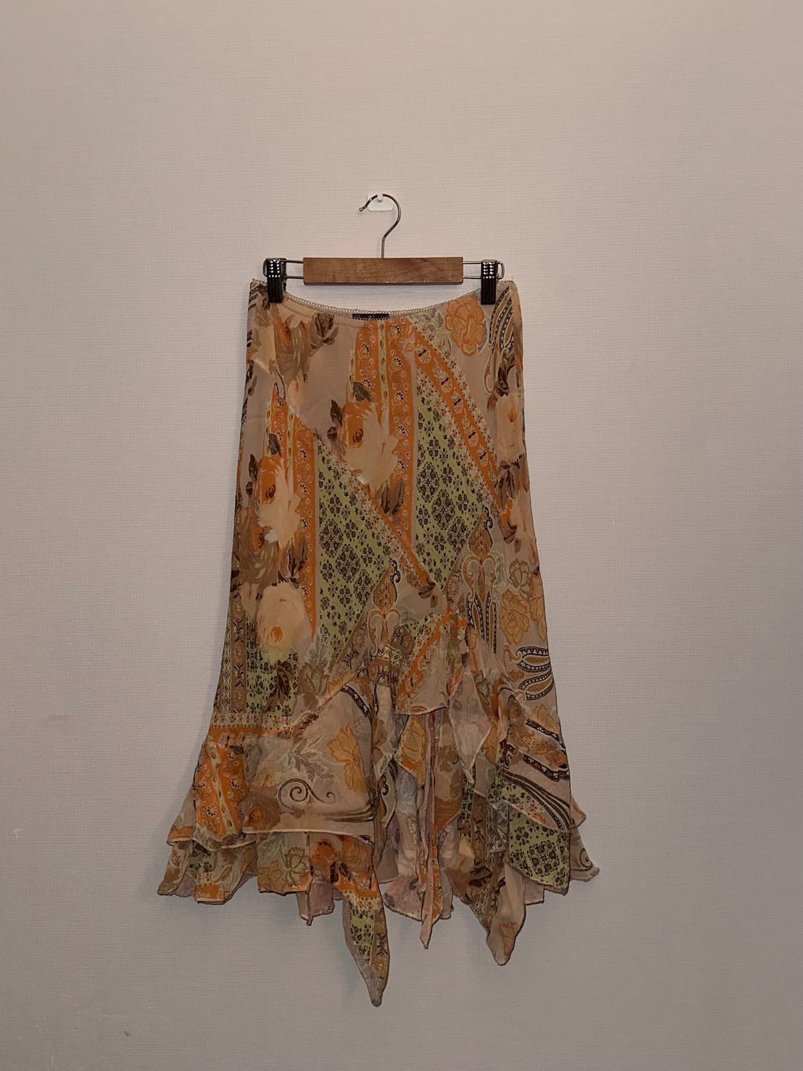 오리엔탈 페어리코어  페이즐리 언발란스 러플 스커트 상품이미지1