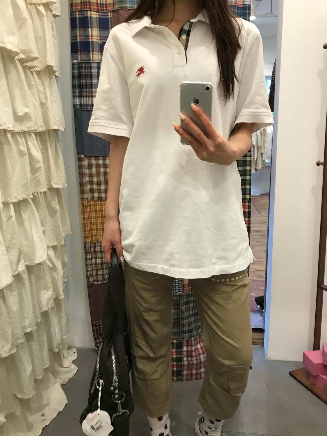 버버리 화이트 반팔 카라티 상품이미지5