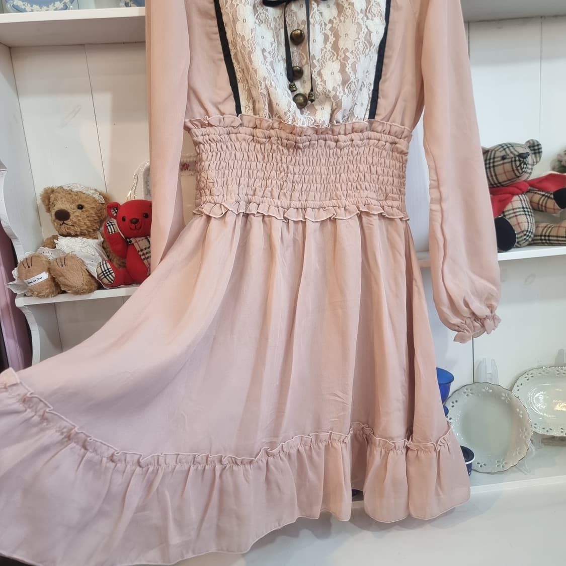 로맨틱 레이스 셔링 원피스 상품이미지8