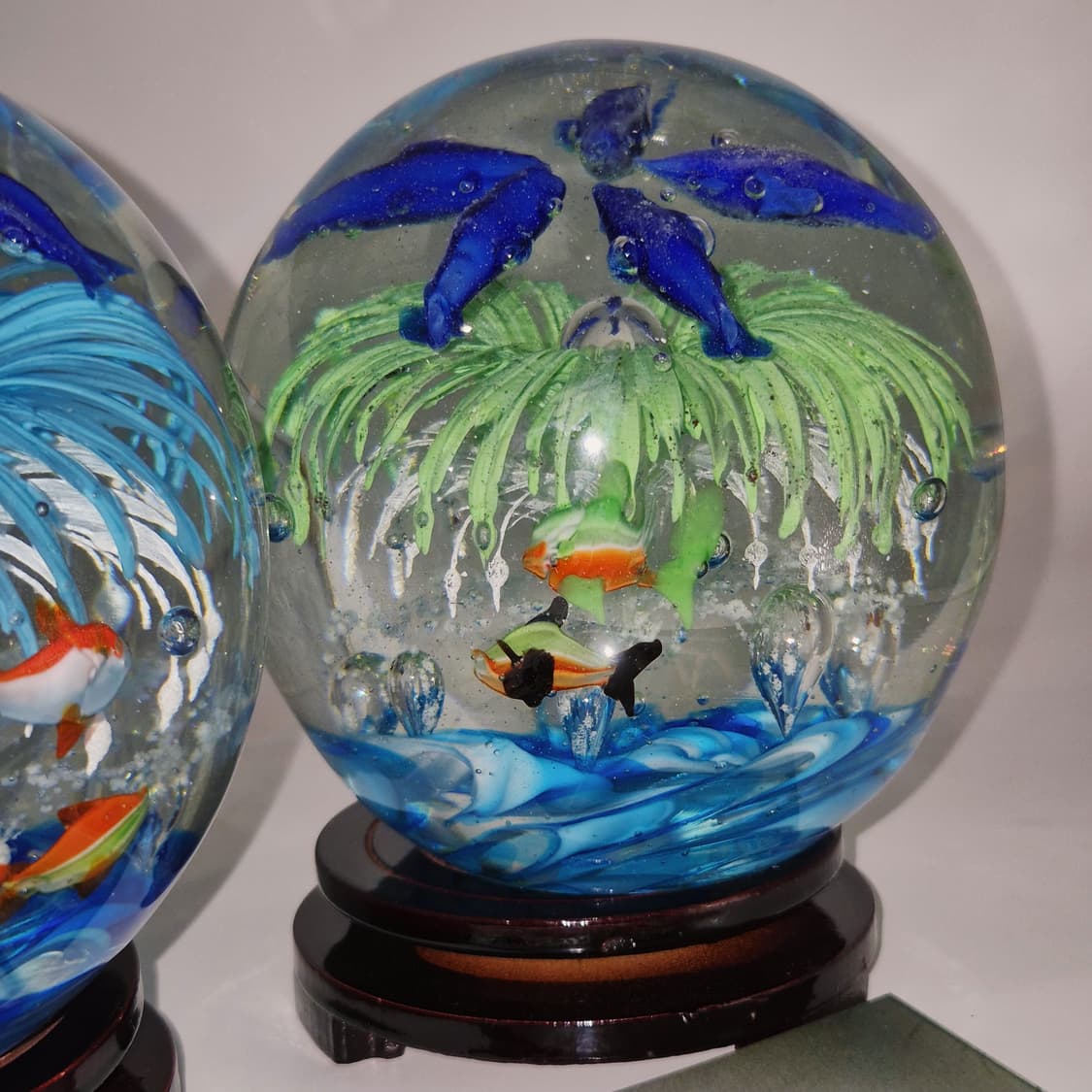 90s 핸드블로운 행운 물고기 수초 대형 수정구 1p 상품이미지9