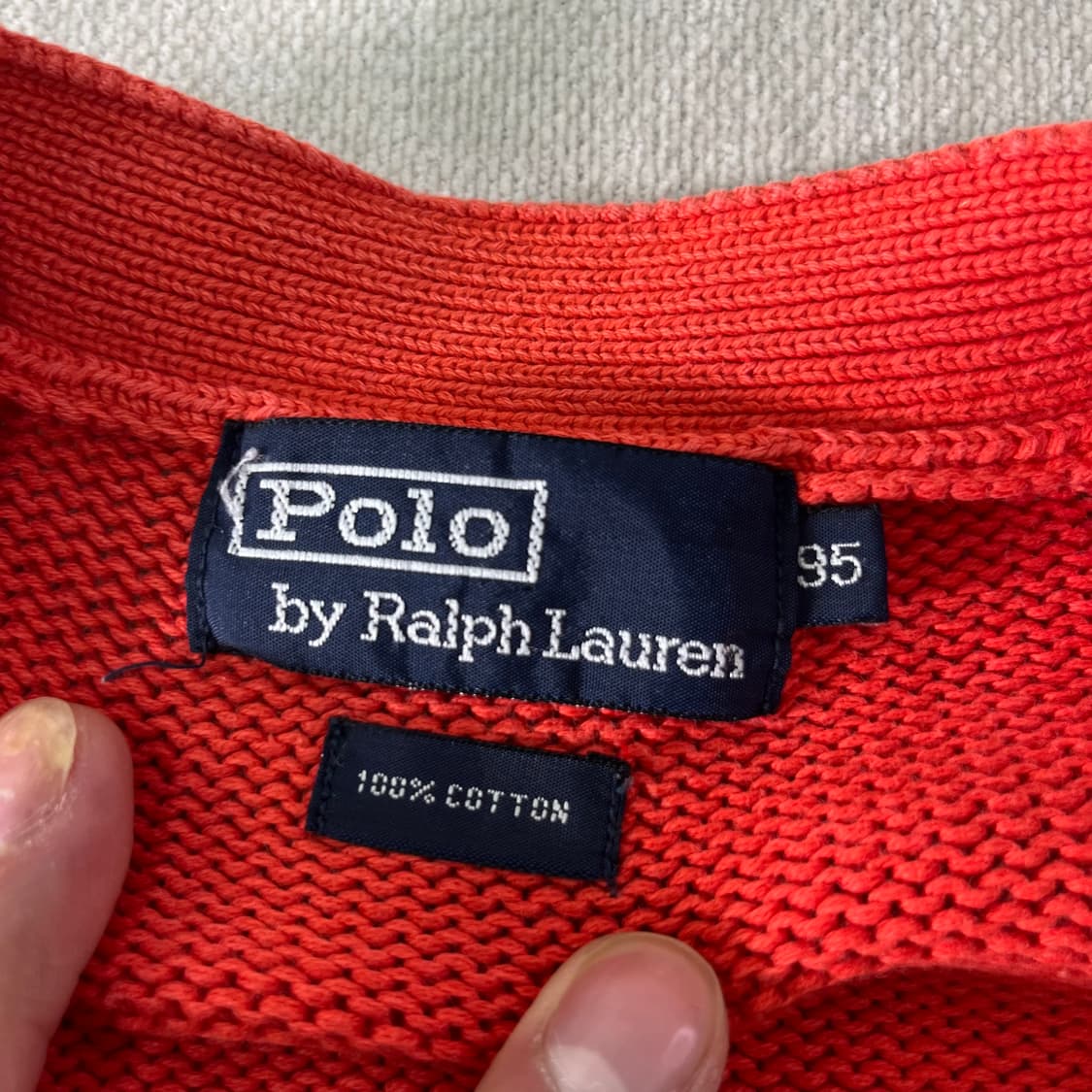 100 폴로랄프로렌 90s 신한인터네셔널 주황 가디건 상품이미지3
