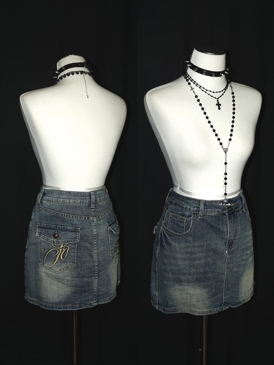 y2k lettering denim skirt  상품이미지1