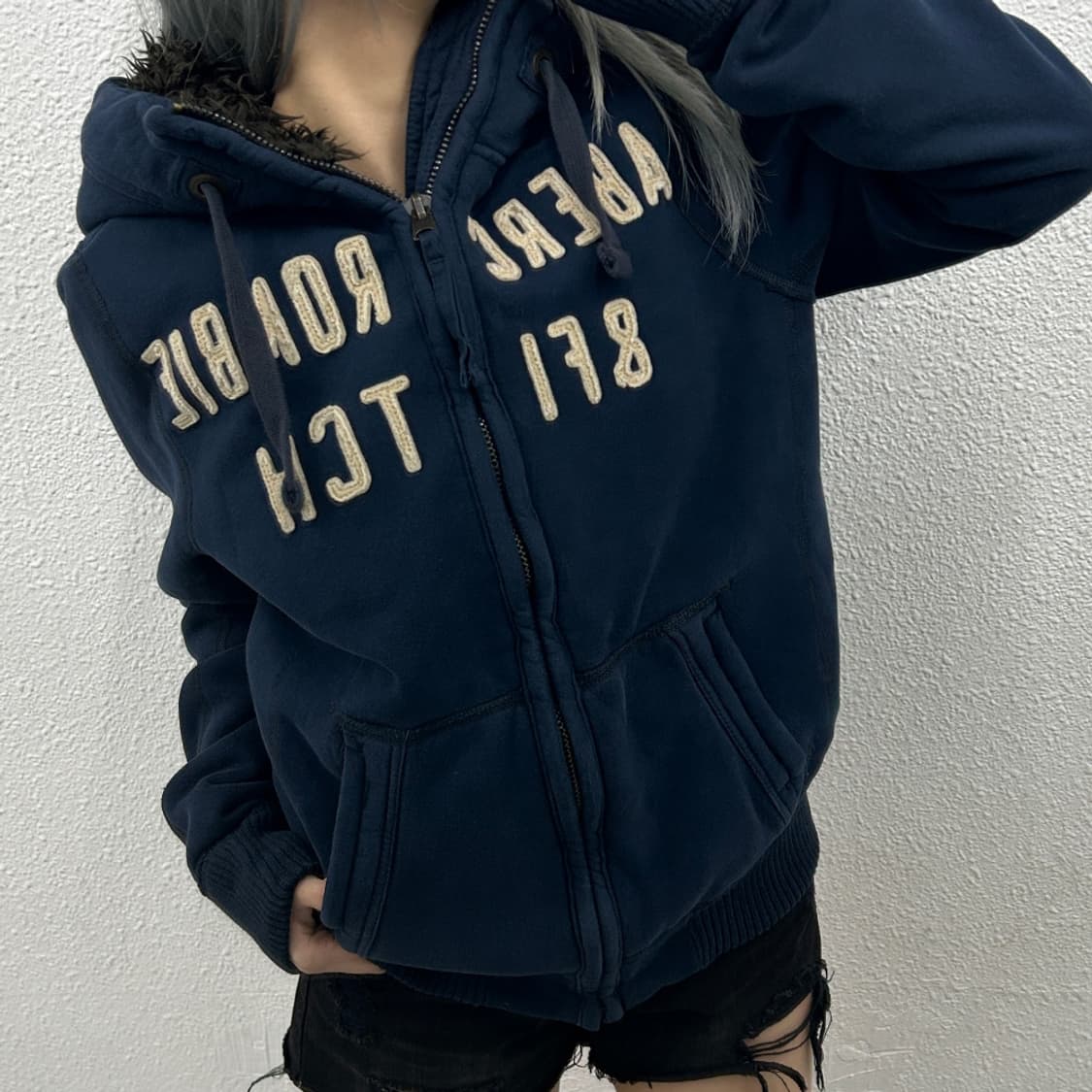 아베크롬비 네이비 울프죠 후드집업 M 상품이미지1