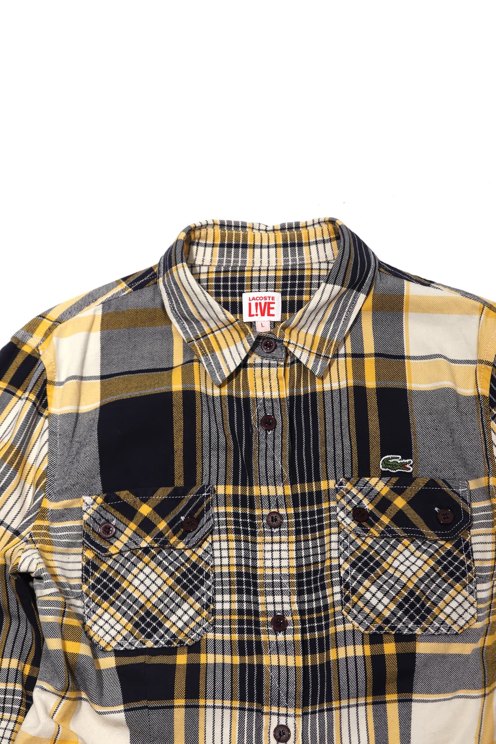 LACOSTE 체크 슬림핏 셔츠 women L 상품이미지3