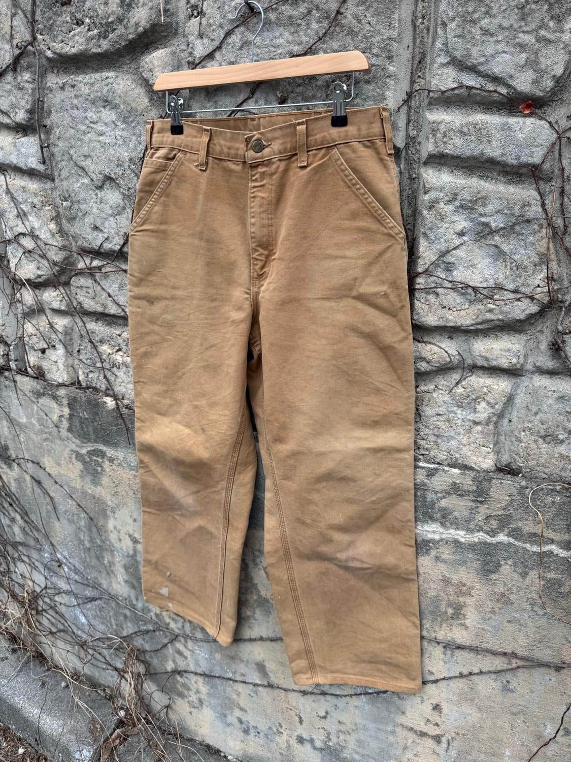 칼하트 빈티지 b11 브라운 페이딩 카펜터 싱글니 워크 팬츠 32 상품이미지3