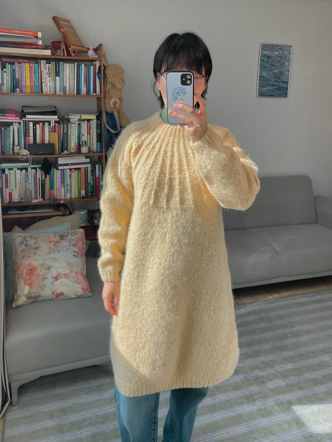 네팔산 핸드메이드 니트 원피스 울혼방 상품이미지1