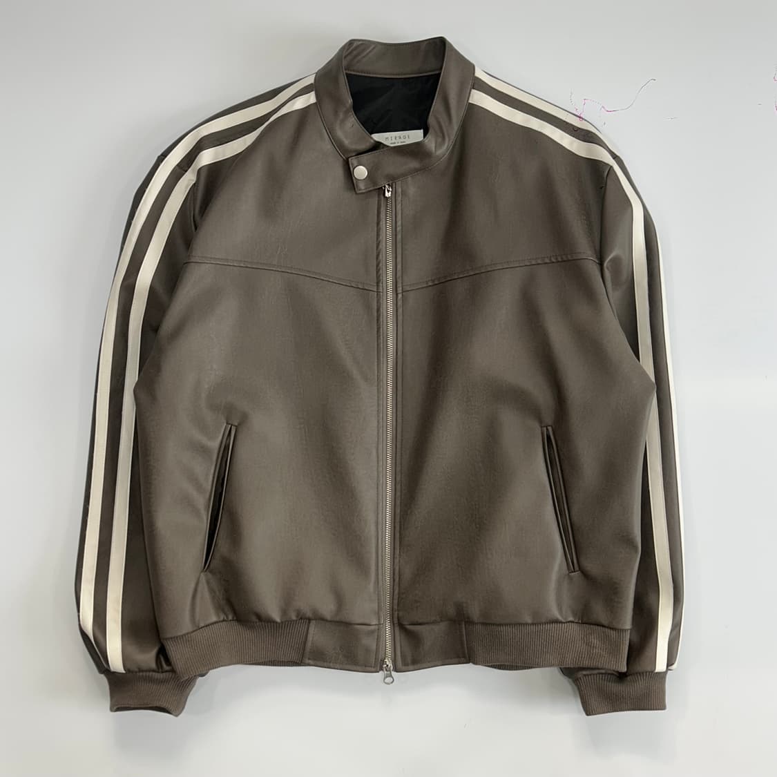 애쉬 브라운 트랙 바이커 레더자켓 상품이미지3