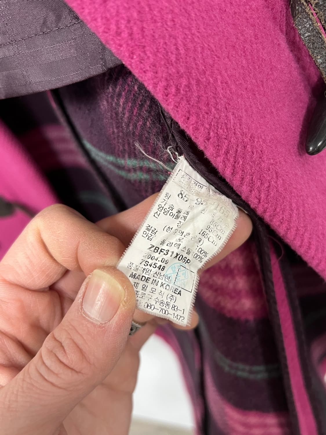 빈폴 안감체크 후드 떡볶이 코트 상품이미지8