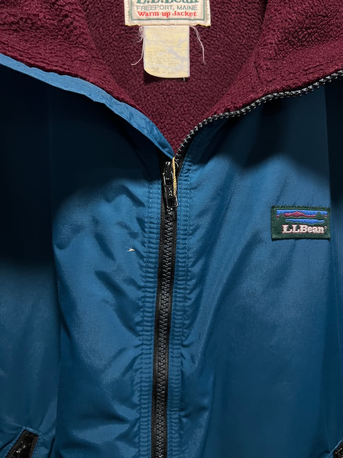 [L]90's 엘엘빈 USA Made 페인티드 블루그린 나일론 웜업 자켓 상품이미지3