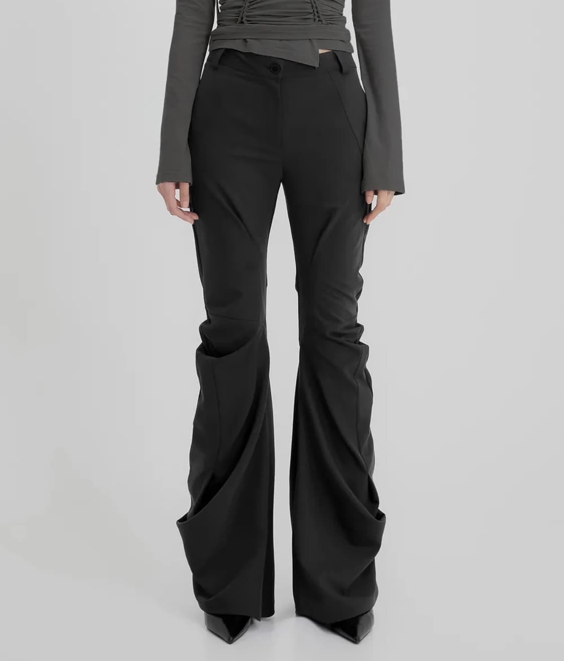 플레어업 Asymmetrical Drape Pants (FL-245_Bl 상품이미지2