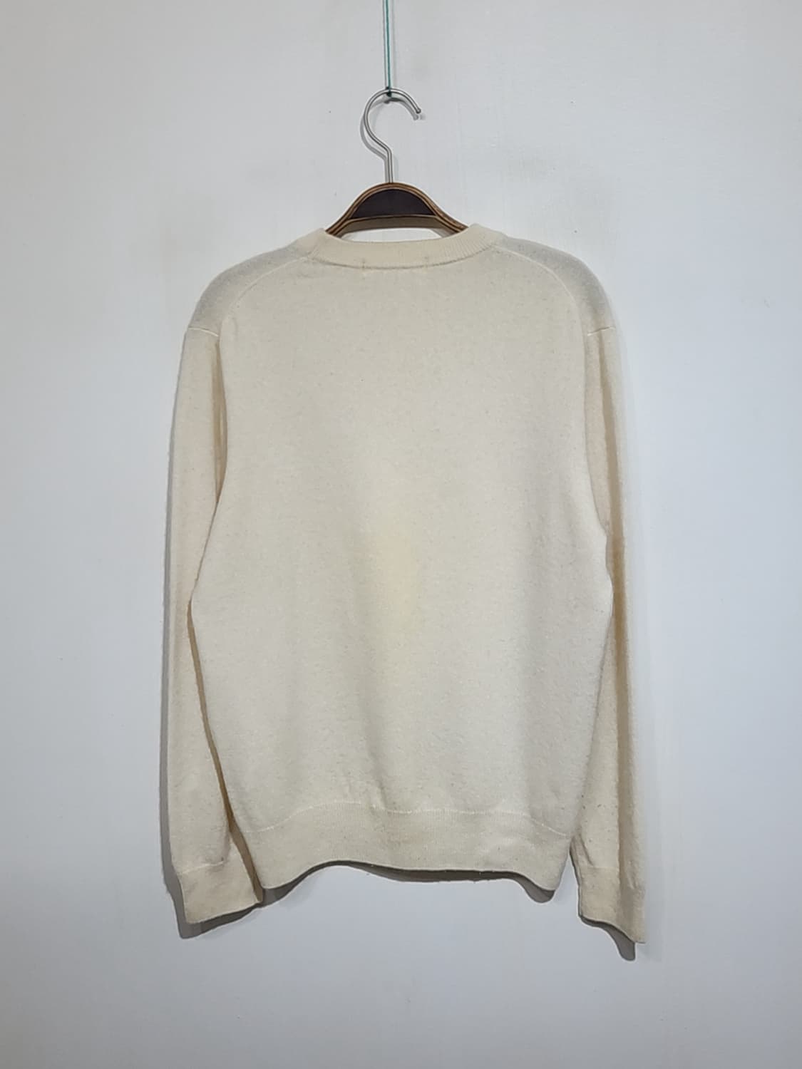 (L) 캐시미어 니트 아이보리 스웨터 무지 라운드  상품이미지5